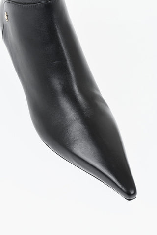 Leather Pointed Toe Ankle Boots 6 cm Heel