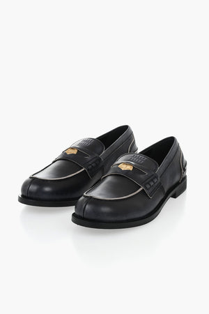 Raw-Edge Leather Penny Loafers