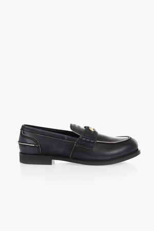 Raw-Edge Leather Penny Loafers