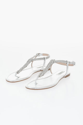 Sandali T-Strap Ad Infradito ELISA 111 in Pelle con Strass