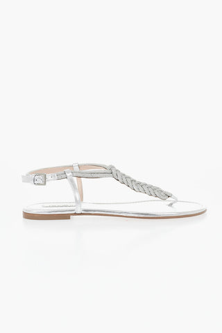 Sandali T-Strap Ad Infradito ELISA 111 in Pelle con Strass