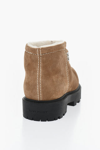 Suede Ankle Boots with Shearling Lining