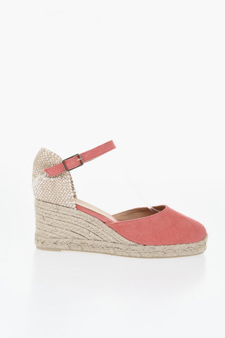 Decollete CAROL in Cotone con Zeppa in Raffia 6cm 