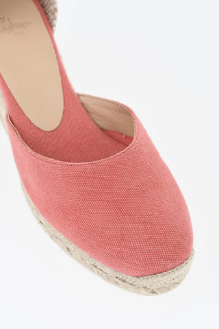 Decollete CAROL in Cotone con Zeppa in Raffia 6cm 