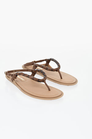 Leather Slingback Thong Sandals