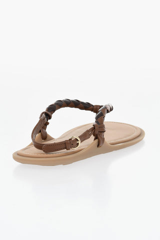Leather Slingback Thong Sandals
