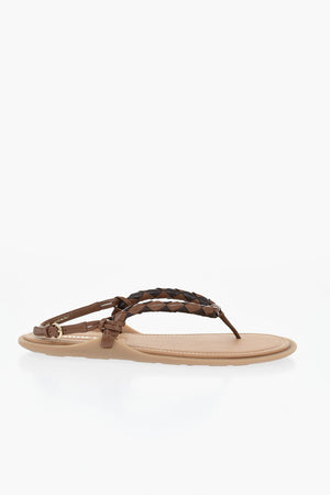 Leather Slingback Thong Sandals