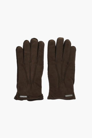 Einfarbige Handschuhe Aus Veloursleder