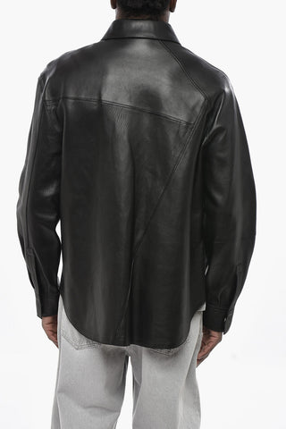 Leather Overshirt PUZZLE With Hidden Placket
