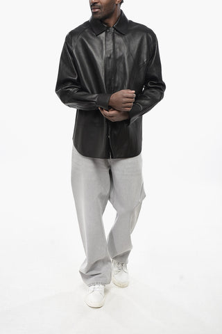 Leather Overshirt PUZZLE With Hidden Placket
