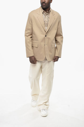 Unlined Cotton Blazer With Flap Pockets