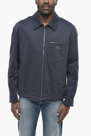 모노그램과 지퍼 여밈의 면 오버셔츠