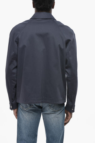 모노그램과 지퍼 여밈의 면 오버셔츠