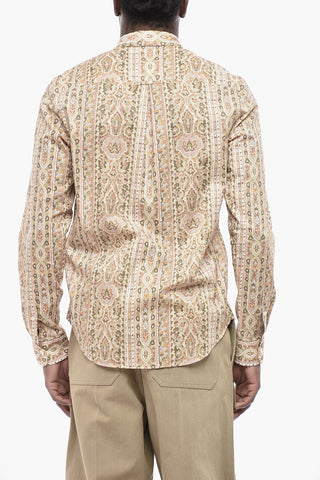 Cotton Button-Down Shirt with Anthemion Pattern
