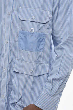HOMME Camicia Casual a Righe con Bottoni Automatici