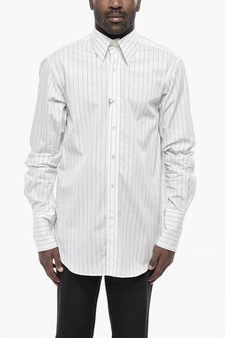 Striped Printed Double-Collar Shirt