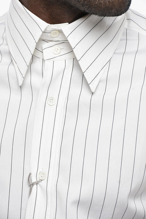 Striped Printed Double-Collar Shirt