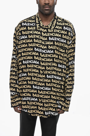 Camicia in Viscosa con Motivo Monogram