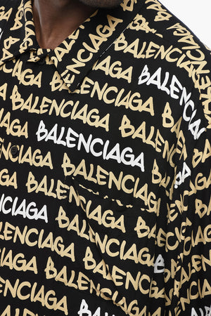 Camicia in Viscosa con Motivo Monogram