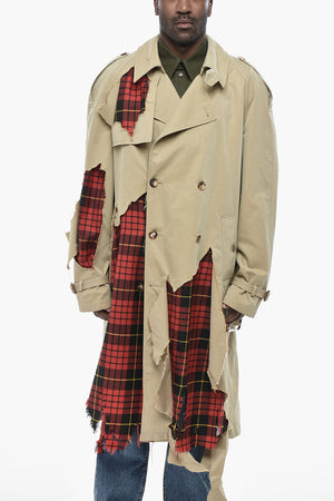 Distressed Double-Breasted Trench Coat