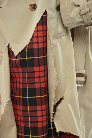 Distressed Double-Breasted Trench Coat