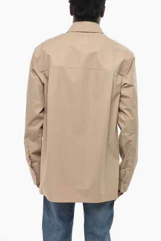 Camicia in Popeline di Cotone con Logo Tono su Tono