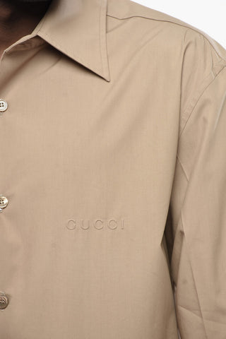 Camicia in Popeline di Cotone con Logo Tono su Tono