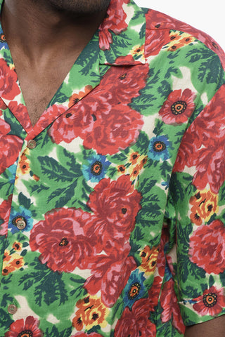 Camicia in Lino a Motivo Floreale