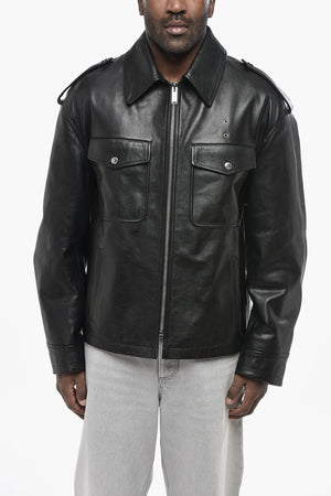 Leather Jacket With Zip Closure