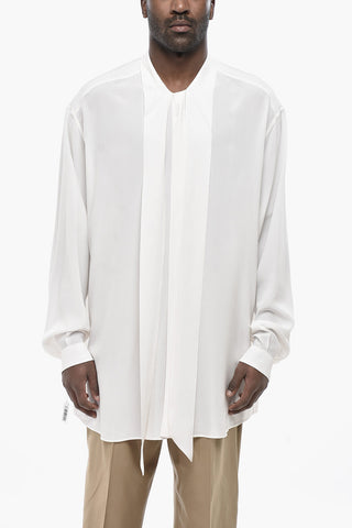 Silk Chiffon Tie-Neck Shirt