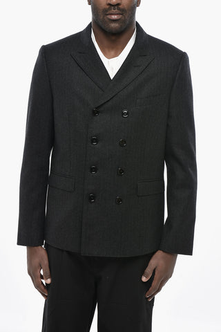 Wool Double-Breasted Jacket With Peak Lapel