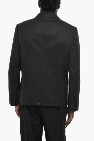 Wool Double-Breasted Jacket With Peak Lapel