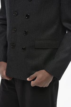 Wool Double-Breasted Jacket With Peak Lapel