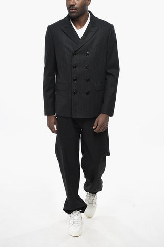 Wool Double-Breasted Jacket With Peak Lapel