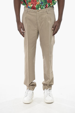 Stretch Cotton Single-Pleat Trousers