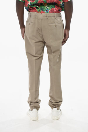 Stretch Cotton Single-Pleat Trousers