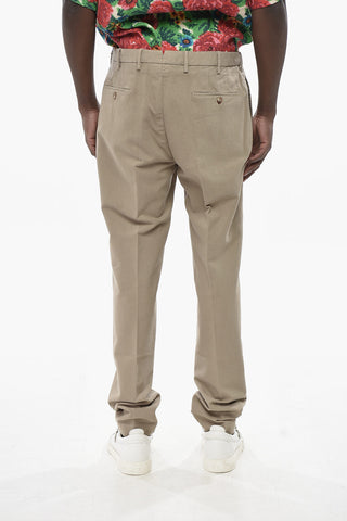 Stretch Cotton Single-Pleat Trousers