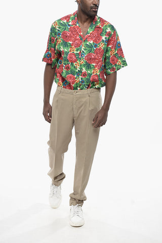 Stretch Cotton Single-Pleat Trousers