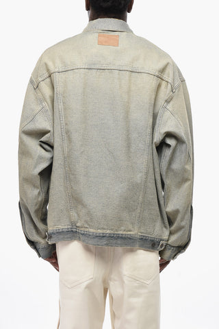 Denim Jacket with Delavé Effect and Logo Buttons