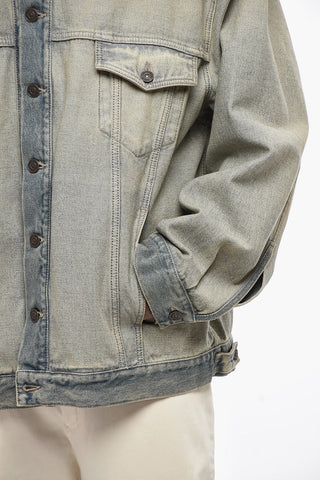Denim Jacket with Delavé Effect and Logo Buttons