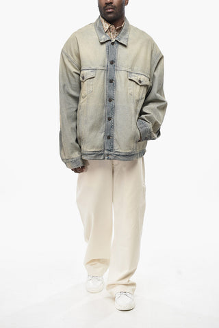 Denim Jacket with Delavé Effect and Logo Buttons