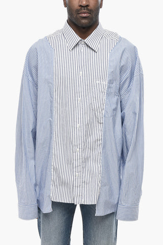 Two-Tone Striped Shirt With French Collar