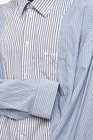 Two-Tone Striped Shirt With French Collar