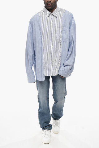 Two-Tone Striped Shirt With French Collar