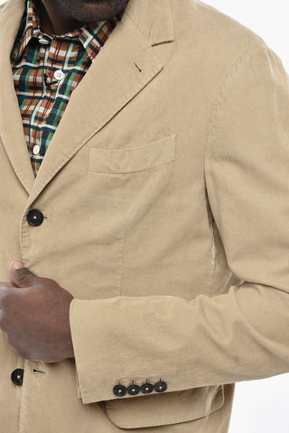 Ribbed Velour Jacket With Flap Pockets