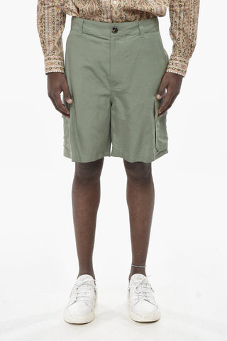 High-Waist Cargo Bermuda Shorts