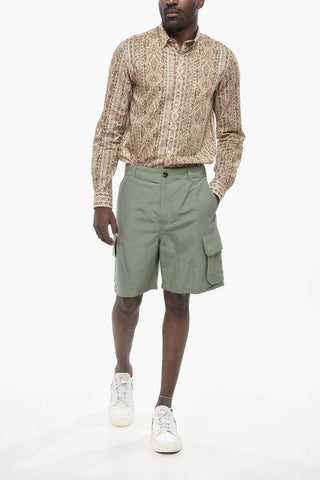 High-Waist Cargo Bermuda Shorts