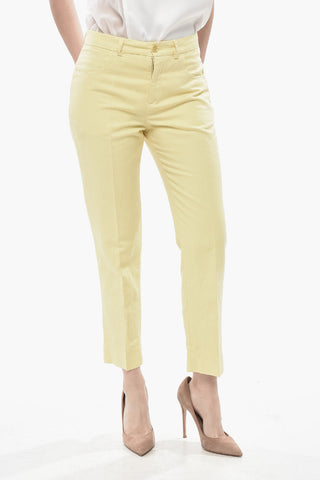 Cropped-Fit Chino-Hose aus Leinenmischung