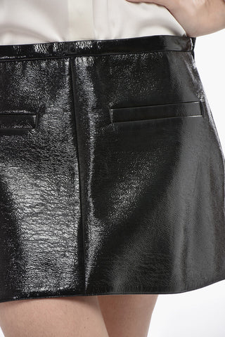 Eco-Patent Mini Skirt with Side Zip