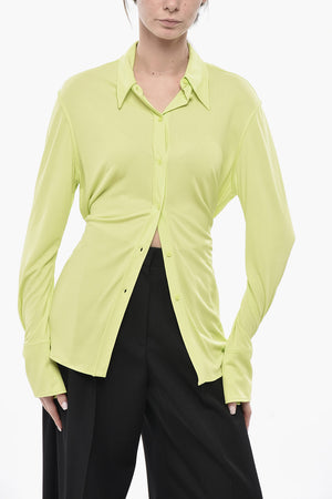 Bluse aus Viskose mit italienischem Kragen